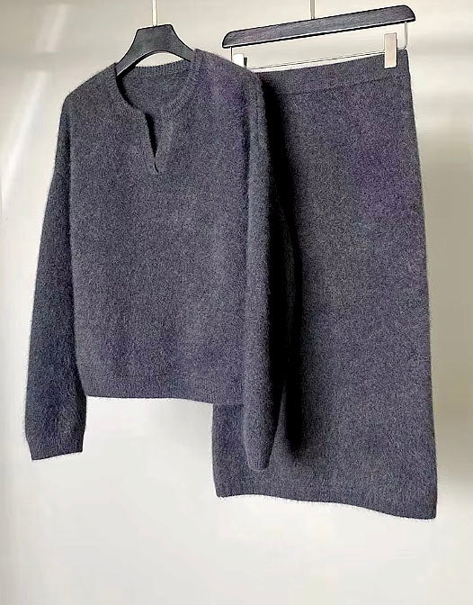 Cashmere Sweater & Midi Skirt Set