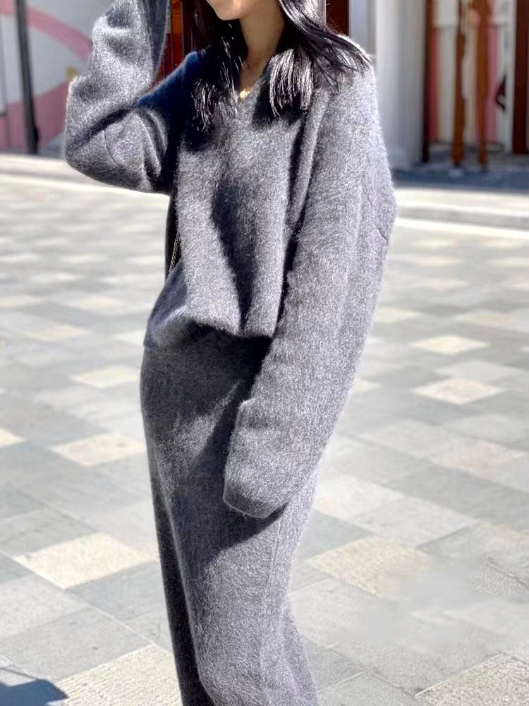 Cashmere Sweater & Midi Skirt Set