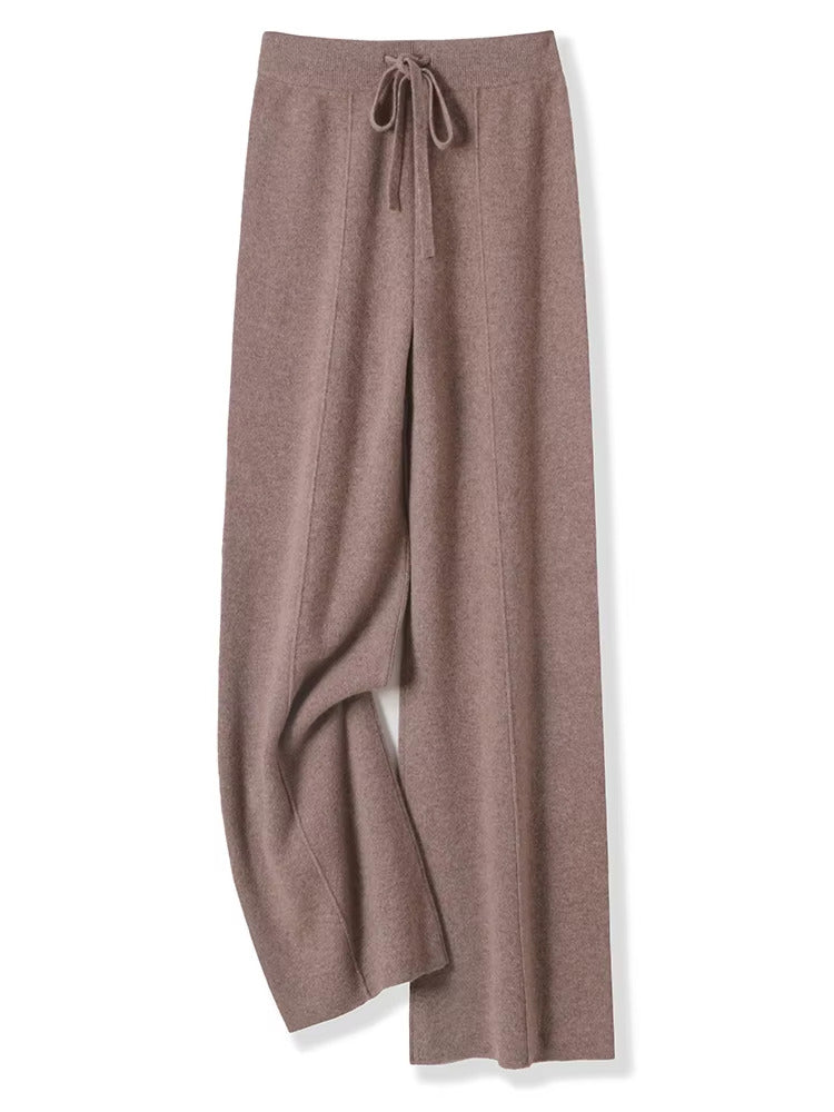 Wide Leg Knitted Wool Trousers