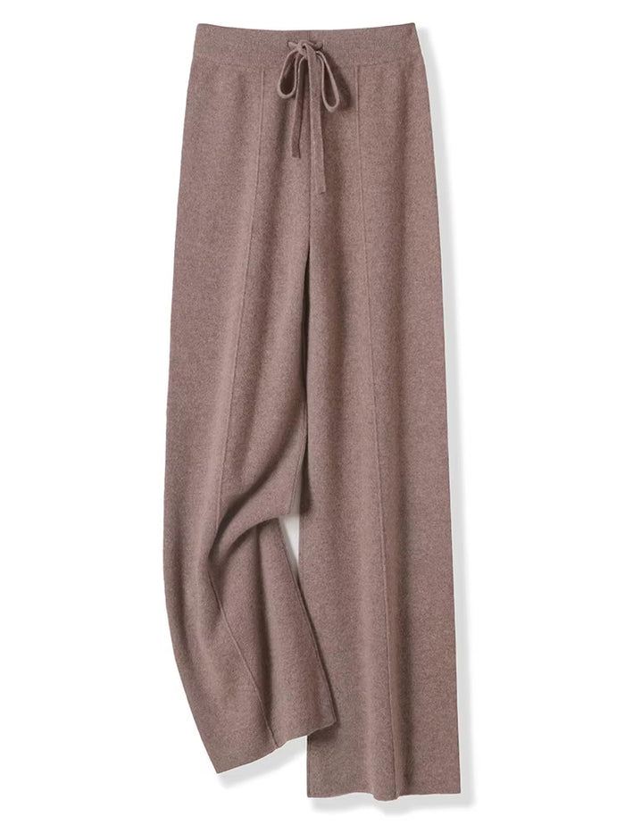 Wide Leg Knitted Wool Trousers