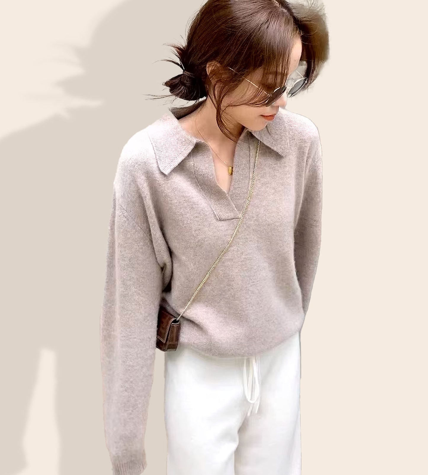 Cashmere Polo Soft Long Sleeve Sweater
