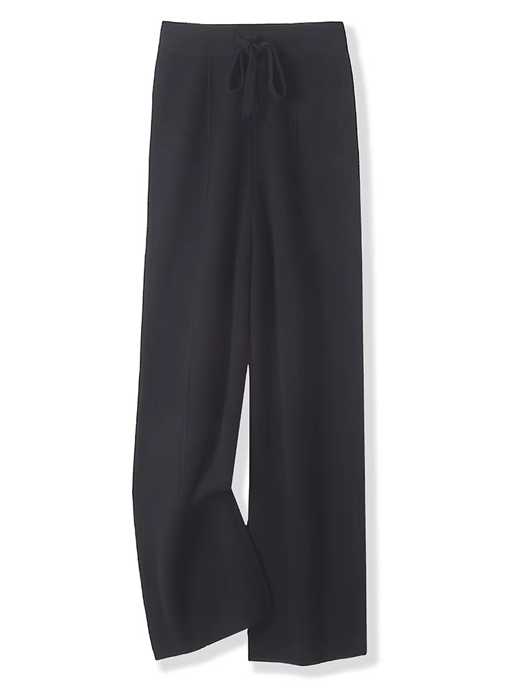 Wide Leg Knitted Wool Trousers