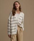 Soft Striped Cashmere Cardigan