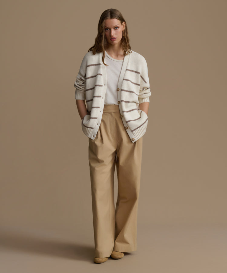 Soft Striped Cashmere Cardigan