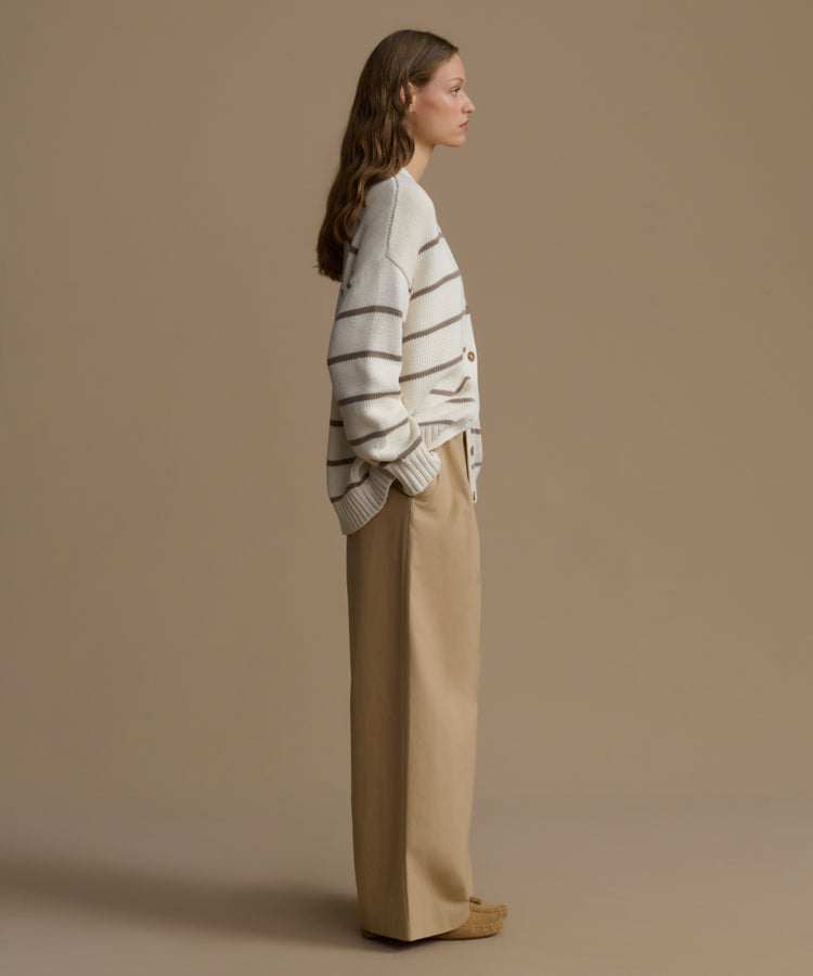 Soft Striped Cashmere Cardigan