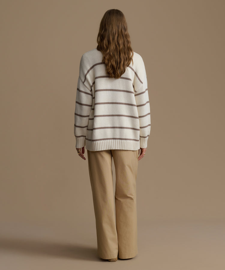 Soft Striped Cashmere Cardigan