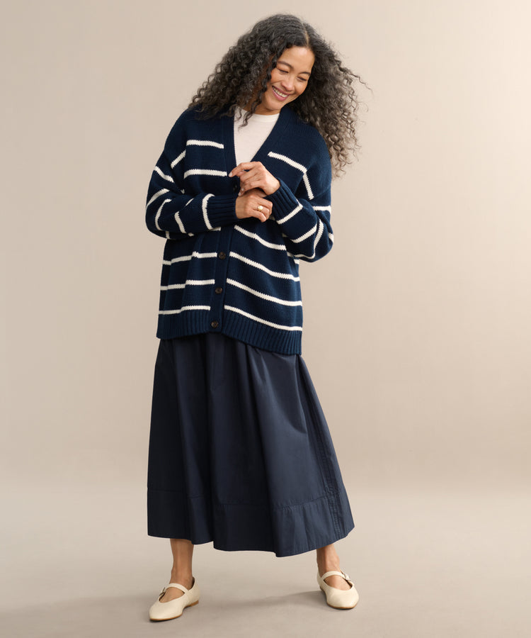 Soft Striped Cashmere Cardigan