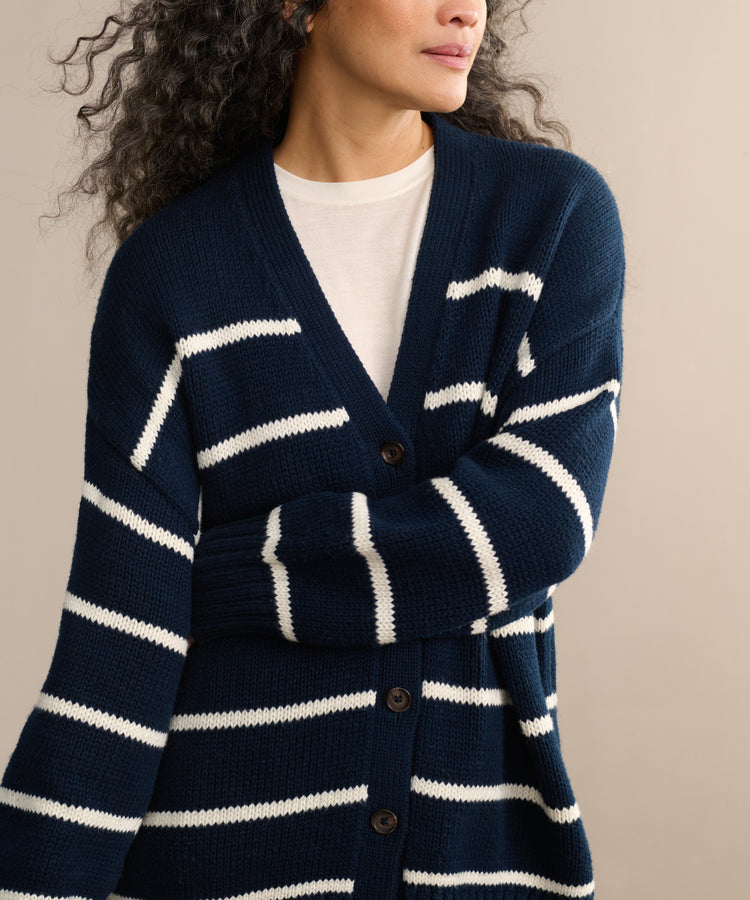 Soft Striped Cashmere Cardigan