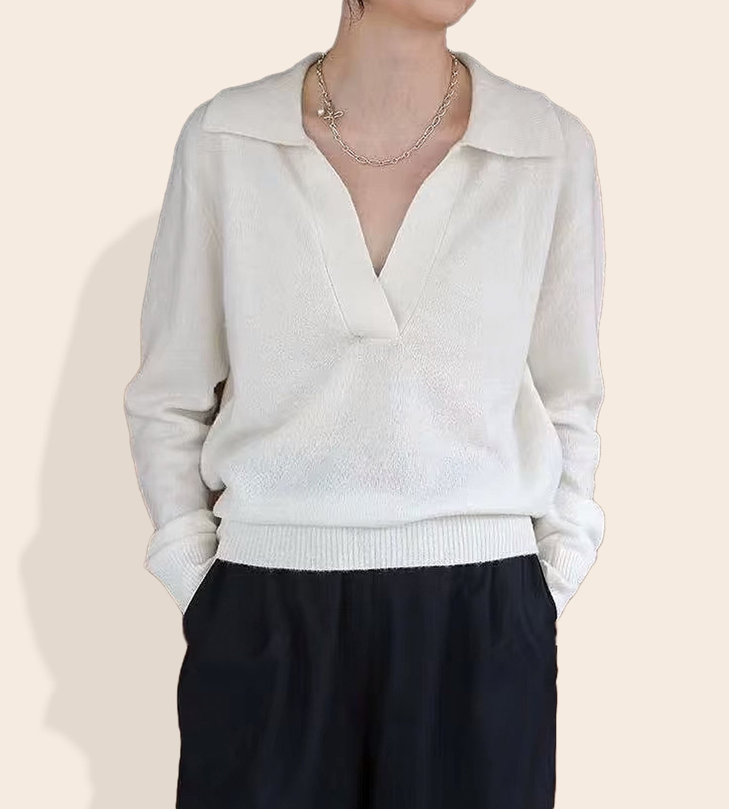 Cashmere Polo Soft Long Sleeve Sweater