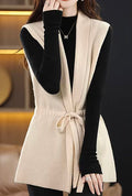 Wool Sleeveless Cardigan With Belt