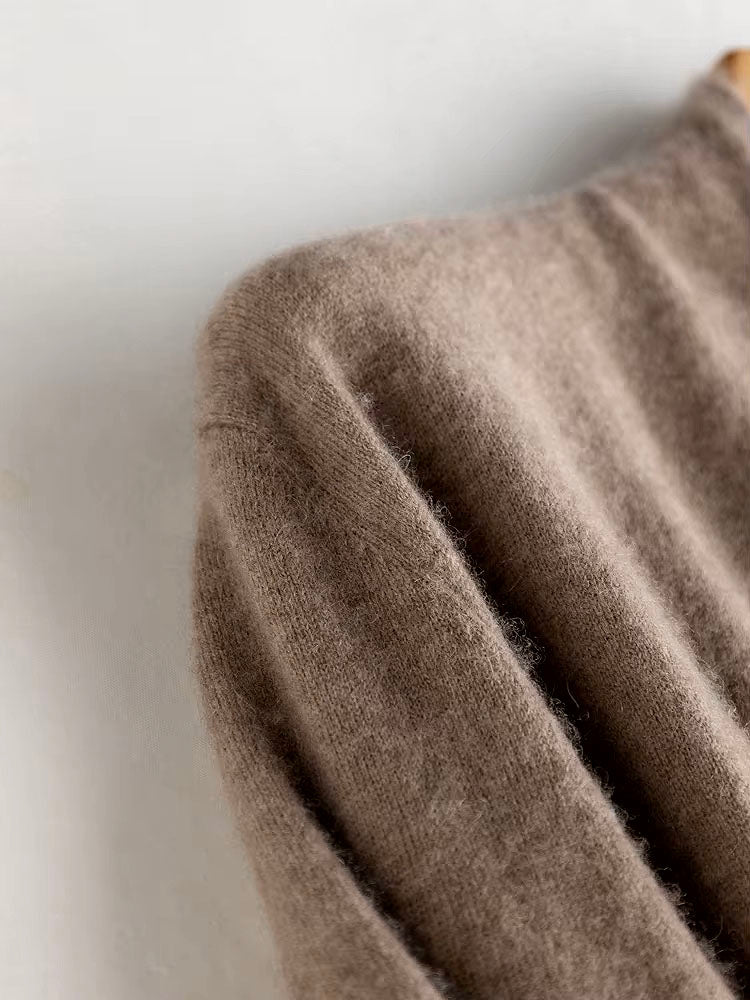 Long Sleeve Cashmere V Neck Flared Dress