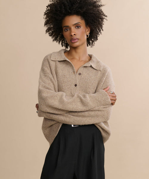 Cashmere Polo Soft Long Sleeve Sweater