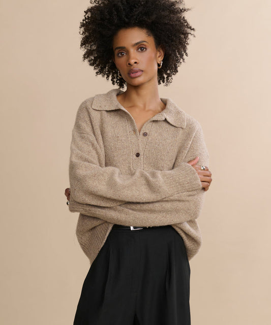Cashmere Polo Soft Long Sleeve Sweater