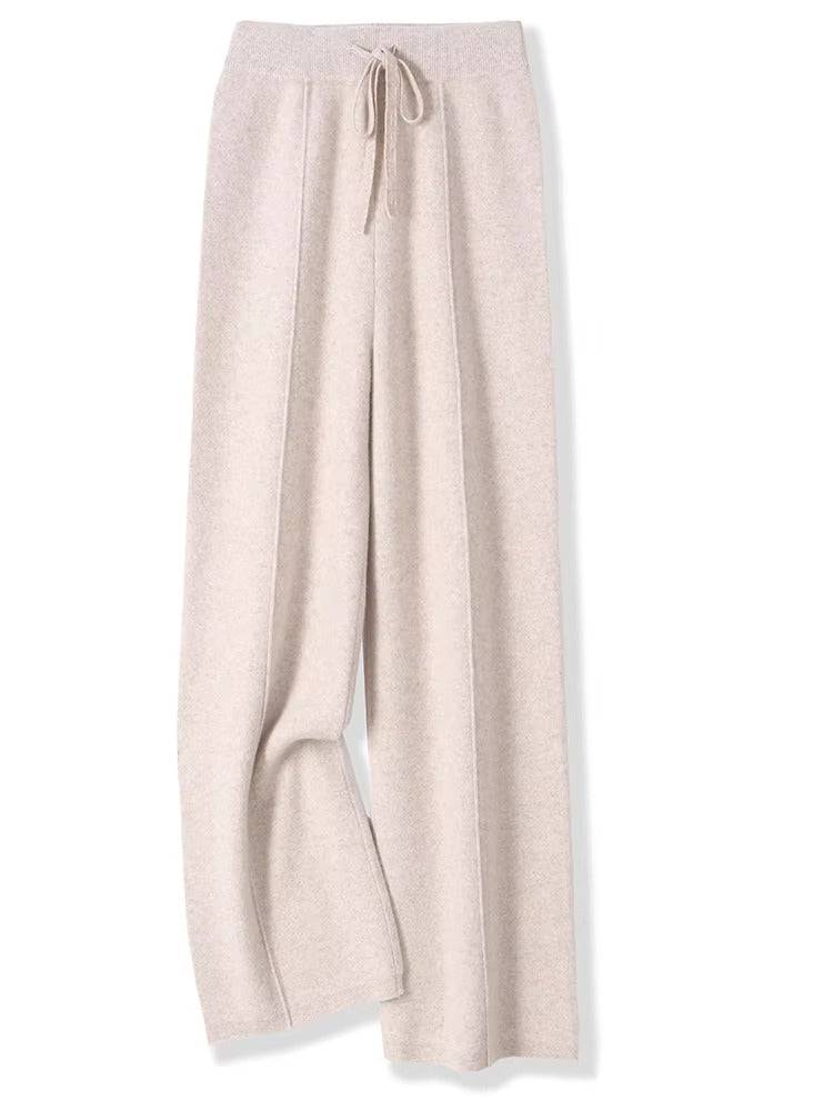 Wide Leg Knitted Wool Trousers