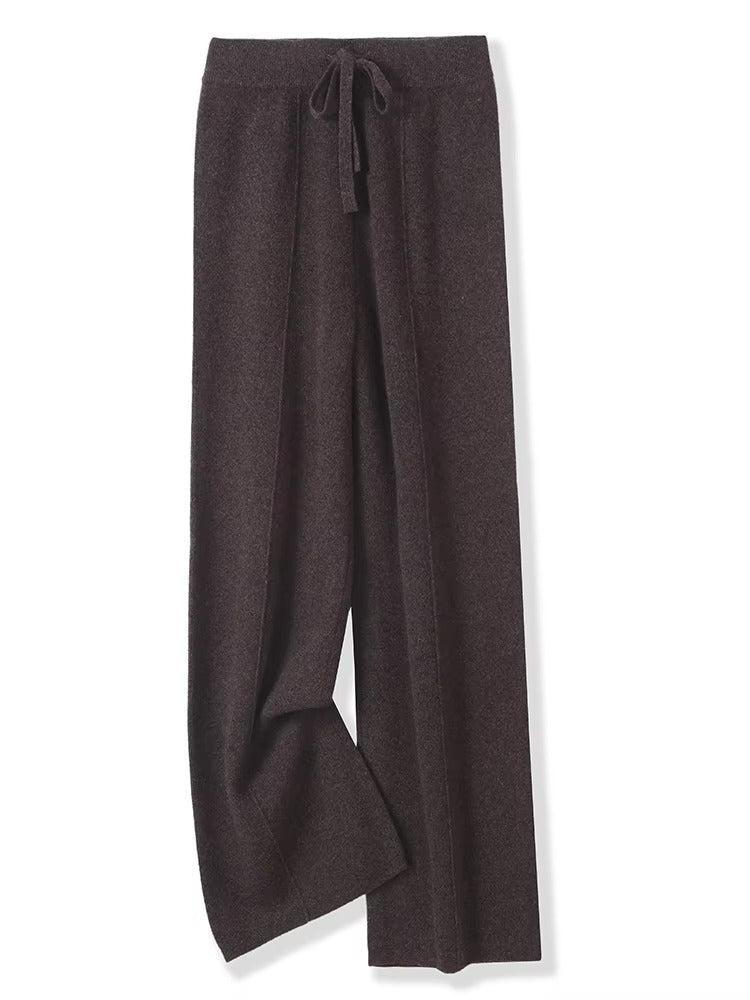 Wide Leg Knitted Wool Trousers