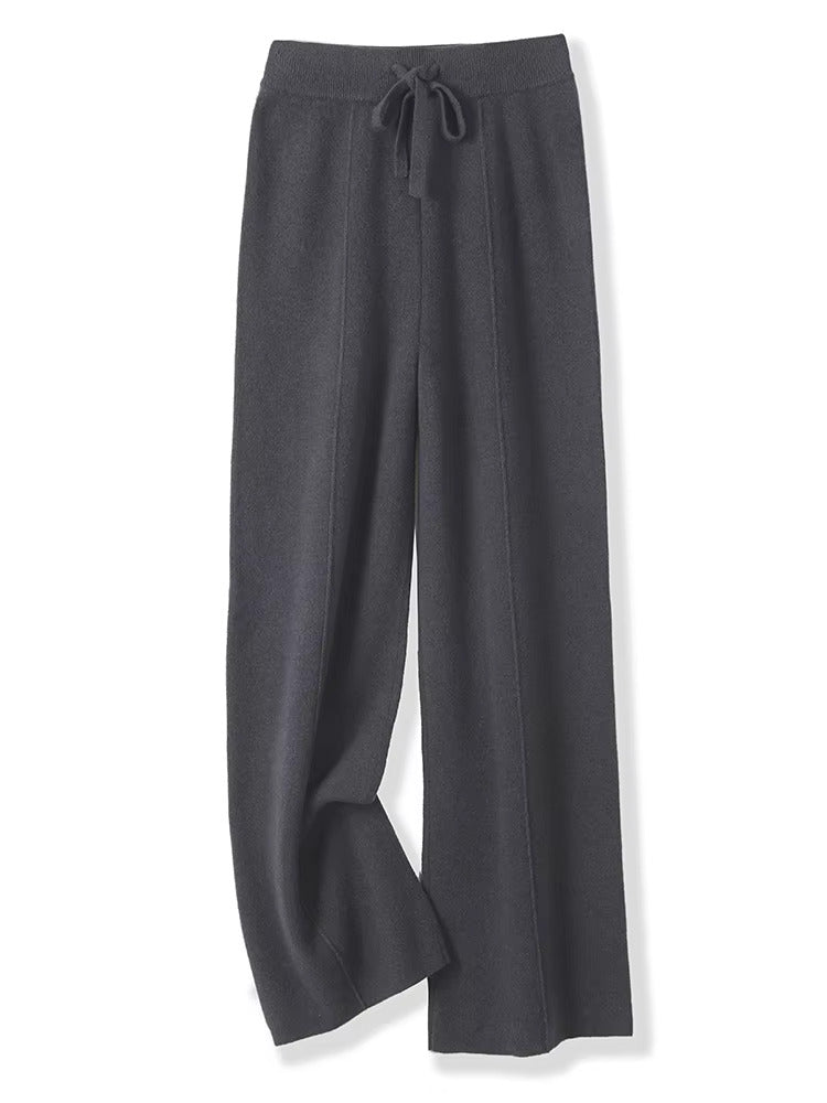 Wide Leg Knitted Wool Trousers