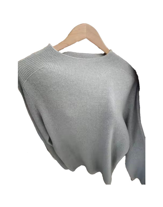 High Neck Cashmere Ribbed Turtleneck Sweater