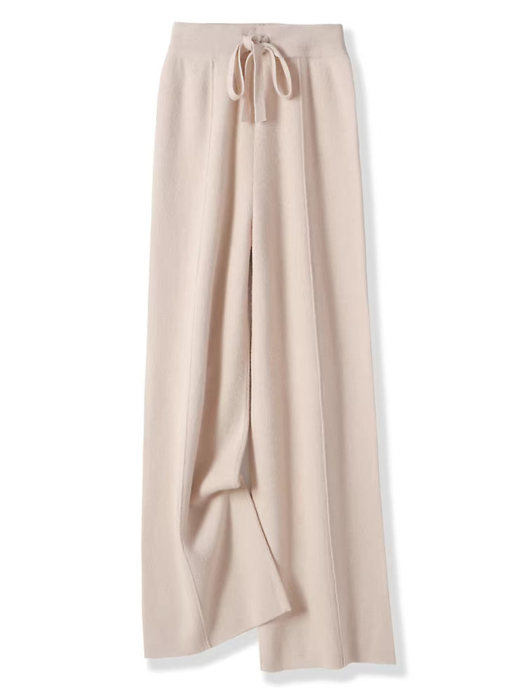 Wide Leg Knitted Wool Trousers