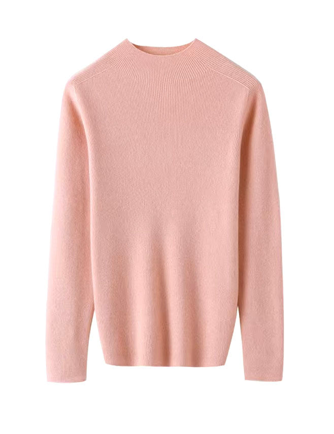 High Neck Cashmere Ribbed Turtleneck Sweater