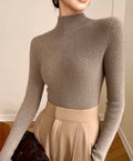High Neck Cashmere Ribbed Turtleneck Sweater