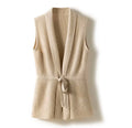Wool Sleeveless Cardigan With Belt