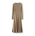 Wool Ribbed Knit Midi Dress