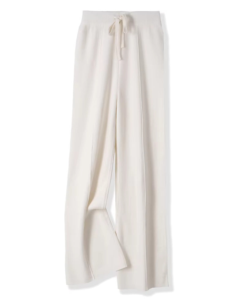 Wide Leg Knitted Wool Trousers